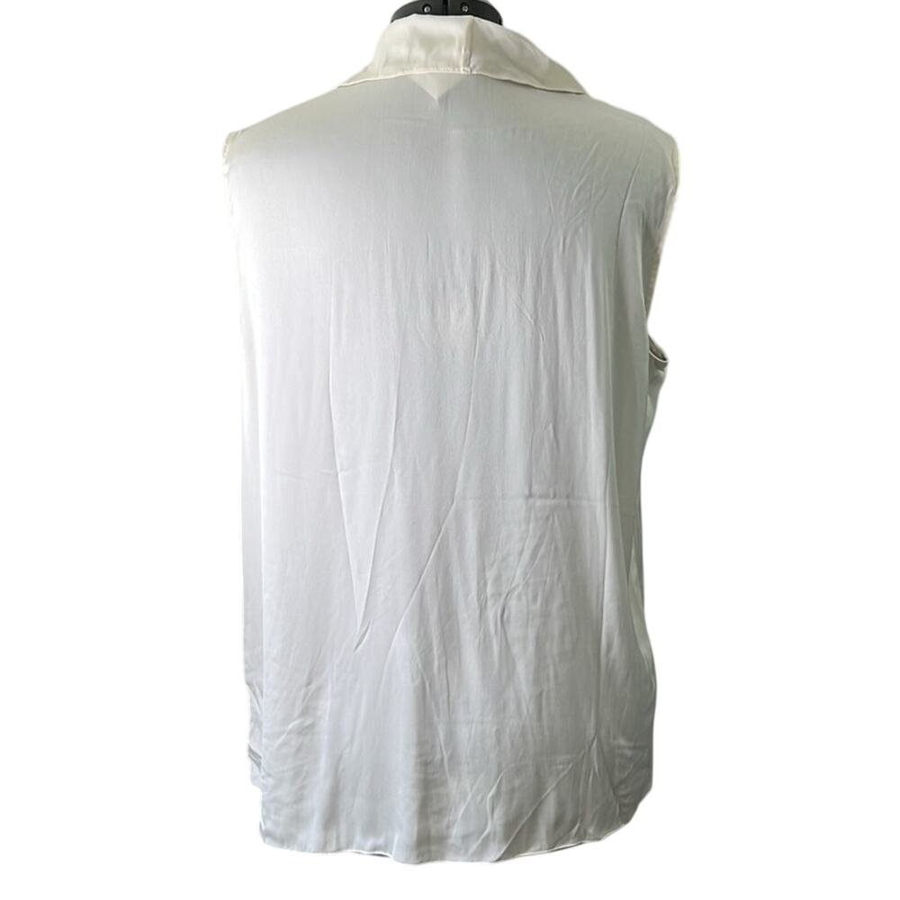 Ellie Tahari top sleeveless v-neck silk ruffled Emielina crème size xl NWT - Picture 2 of 6